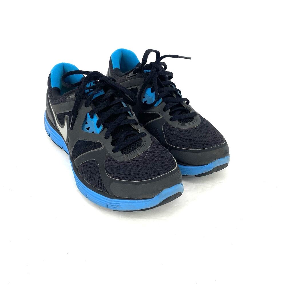 Nike Lunarlon Running Shoes Black Blue Sneakers Men’s Size 7.5